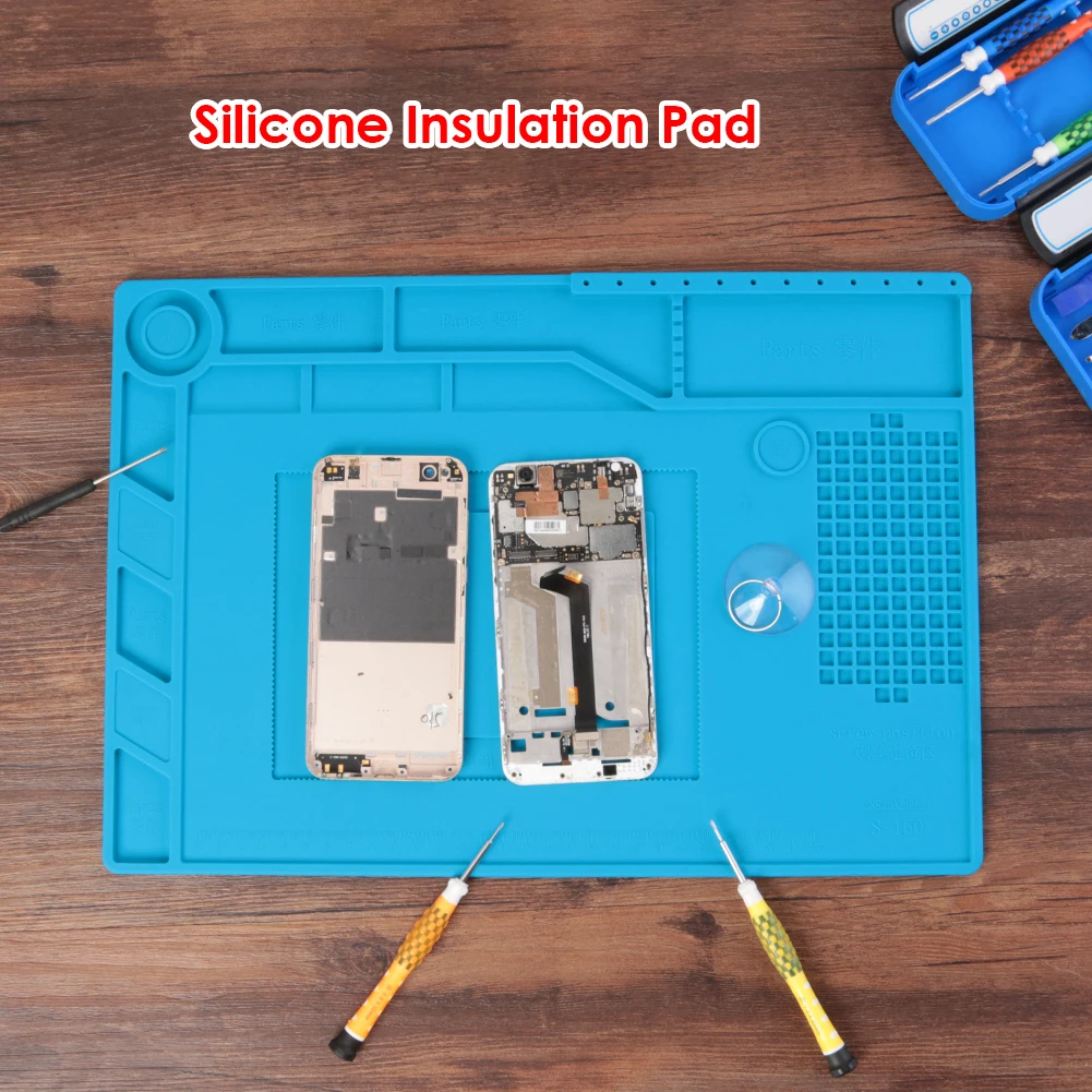 Repair Pad Insulation Soldering Mat 500℃ Heat-Resistant Soldering Station Silicon Mat Work Pad Desk Platform for Electronic BGA