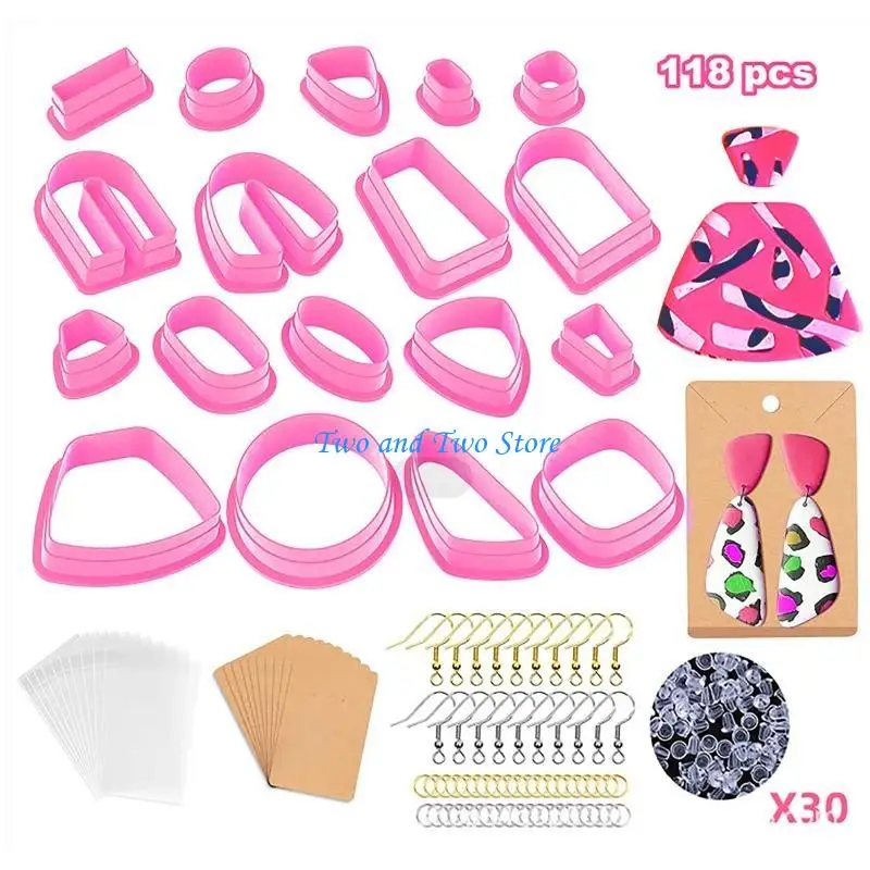 HX6F 118 Pcs Plastic Cutters Earring Cutters DIY Jewelry Making Art Craft Multicolor