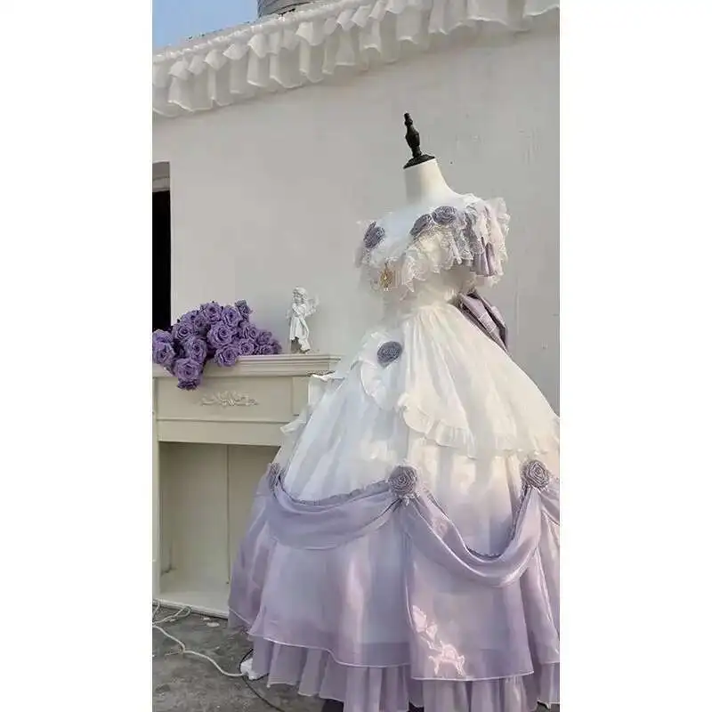 Francuska elegancka sukienka Lolita Klasyczna spódnica kosmetyczna Elementy gradientu Kolor Lolita Princess Długa sukienka