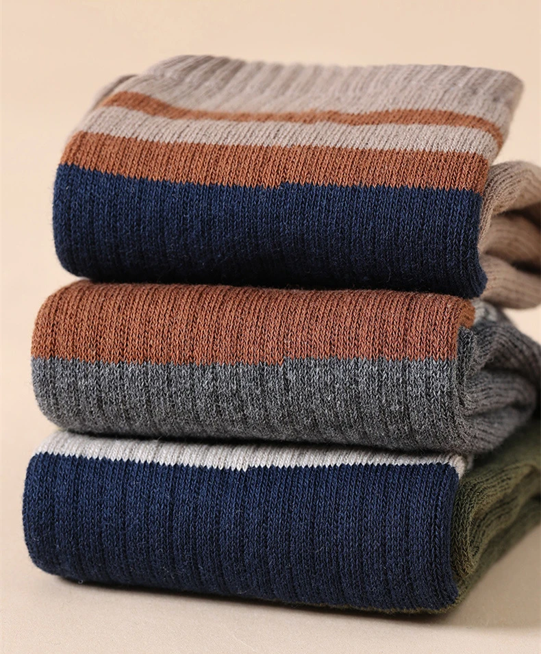 5 Paar Frottee-Zehensocken für Herren, Baumwolle, gestreift, dick, weich, elastisch, schweißabsorbierend, warm halten, Partykleid, lange 5-Finger-Happy-Socken – Detail 9