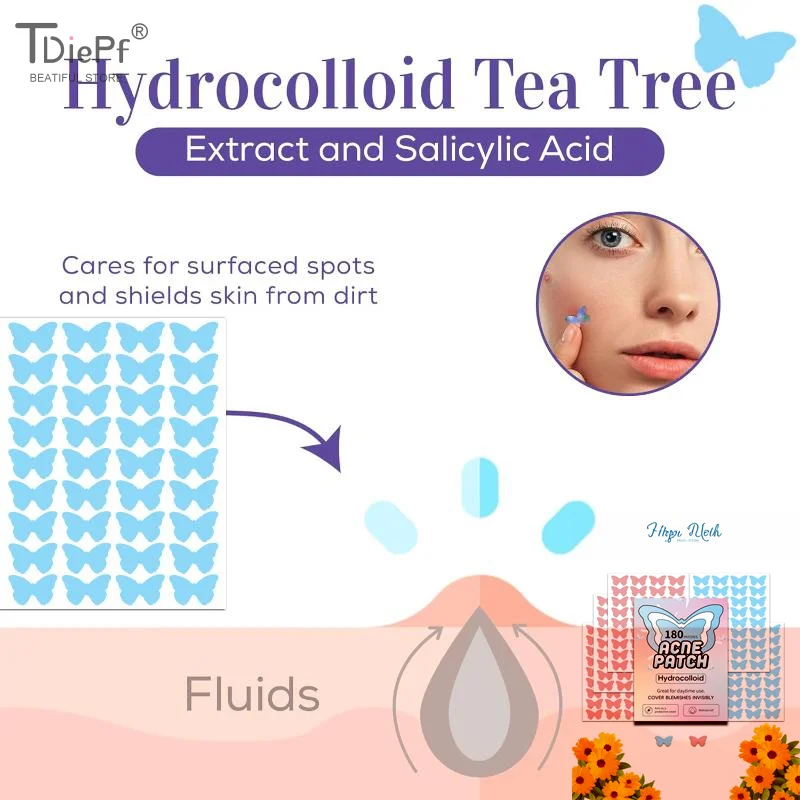 

180 шт./упак. пластырь от прыщей, гидроколлоид от прыщей, красочная форма бабочки, дышащий пластырь для удаления прыщей, покрытие от прыщей, пятно на лице, пластырь от прыщей