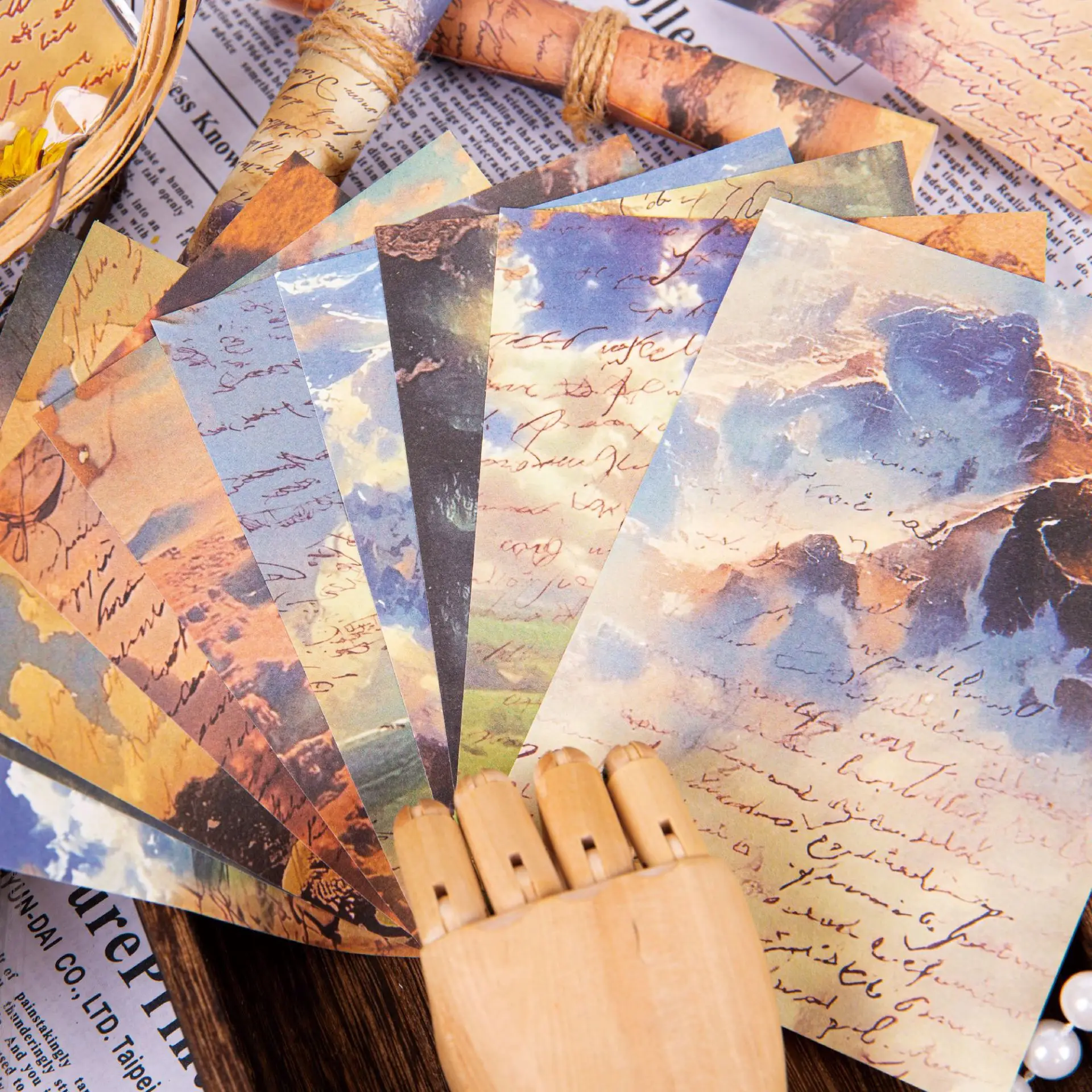 6 أنماط 30 قطعة سلسلة المناظر الطبيعية المواد ورقة المشهد موضوع ملصقات صناعة يدوية سكرابوكينغ المواد ألبوم مذكرات اليدوية