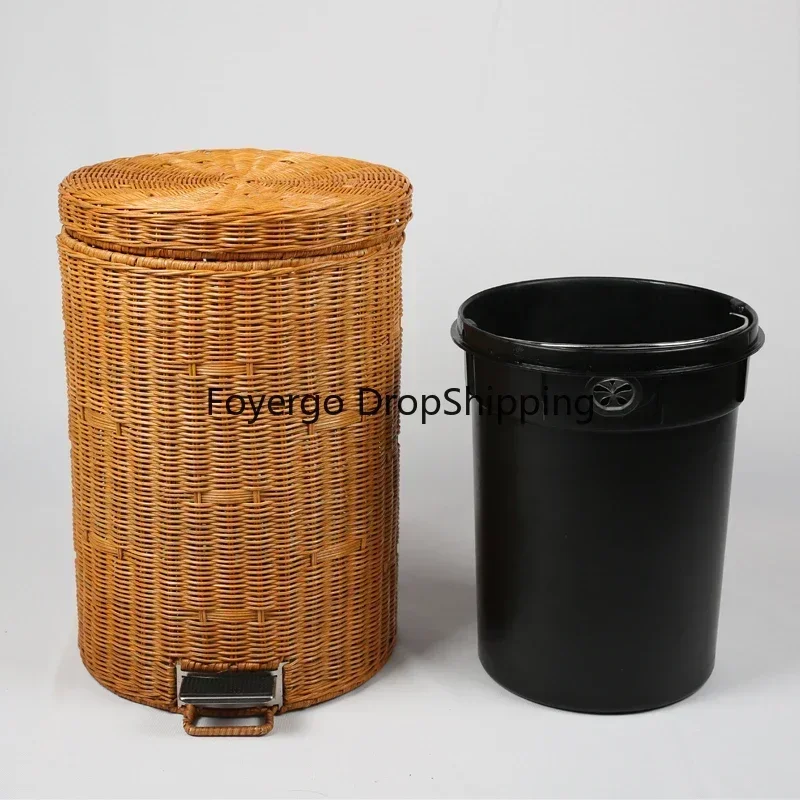 Fashion Rattan Kitchen Trash Can Garbage Bin  Toilet Office Bathroom Trash Can Dustbin Desk Lixeira Banheiro House Accessories