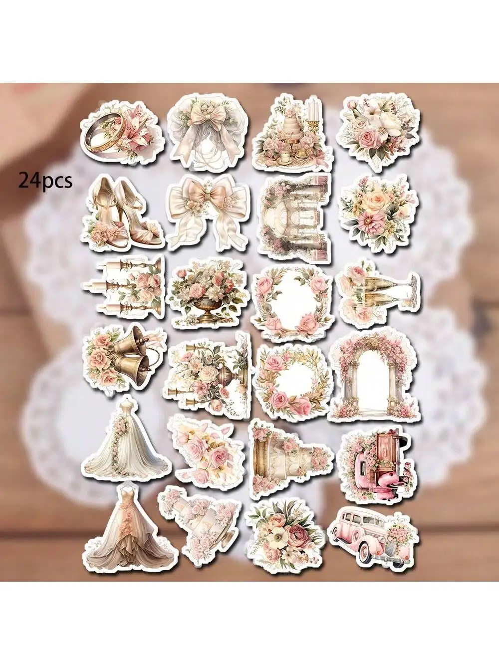 Wedding Decoration Painting Watercolor Sticker For Wedding Dress Flowers Candles Scrapbooking Diary Diy Decoration WeddingDecals