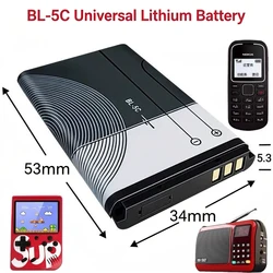 리튬 폴리머 전화 배터리 3.7V BL-5C 1200mAh 라디오 Nokia 1100 1110 1200 1208 1280 2600 2700 3100 3110 5130 6230 1600