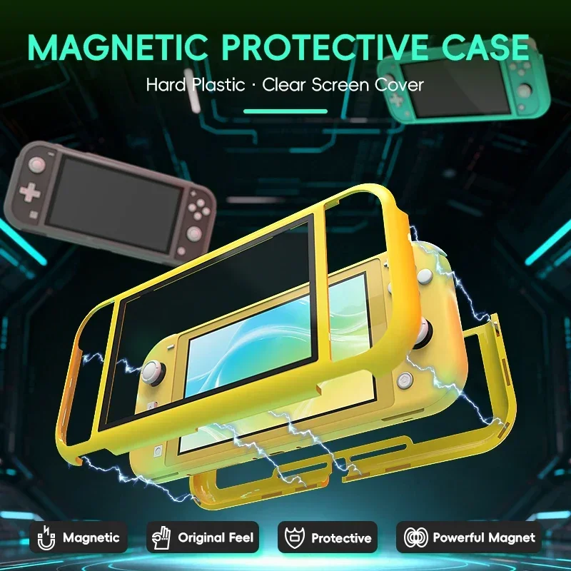 DATA FROG Snap On Magnetic Hard Plastic Protective Cover Clear Acrylic Screen Shield For Switch Lite Console