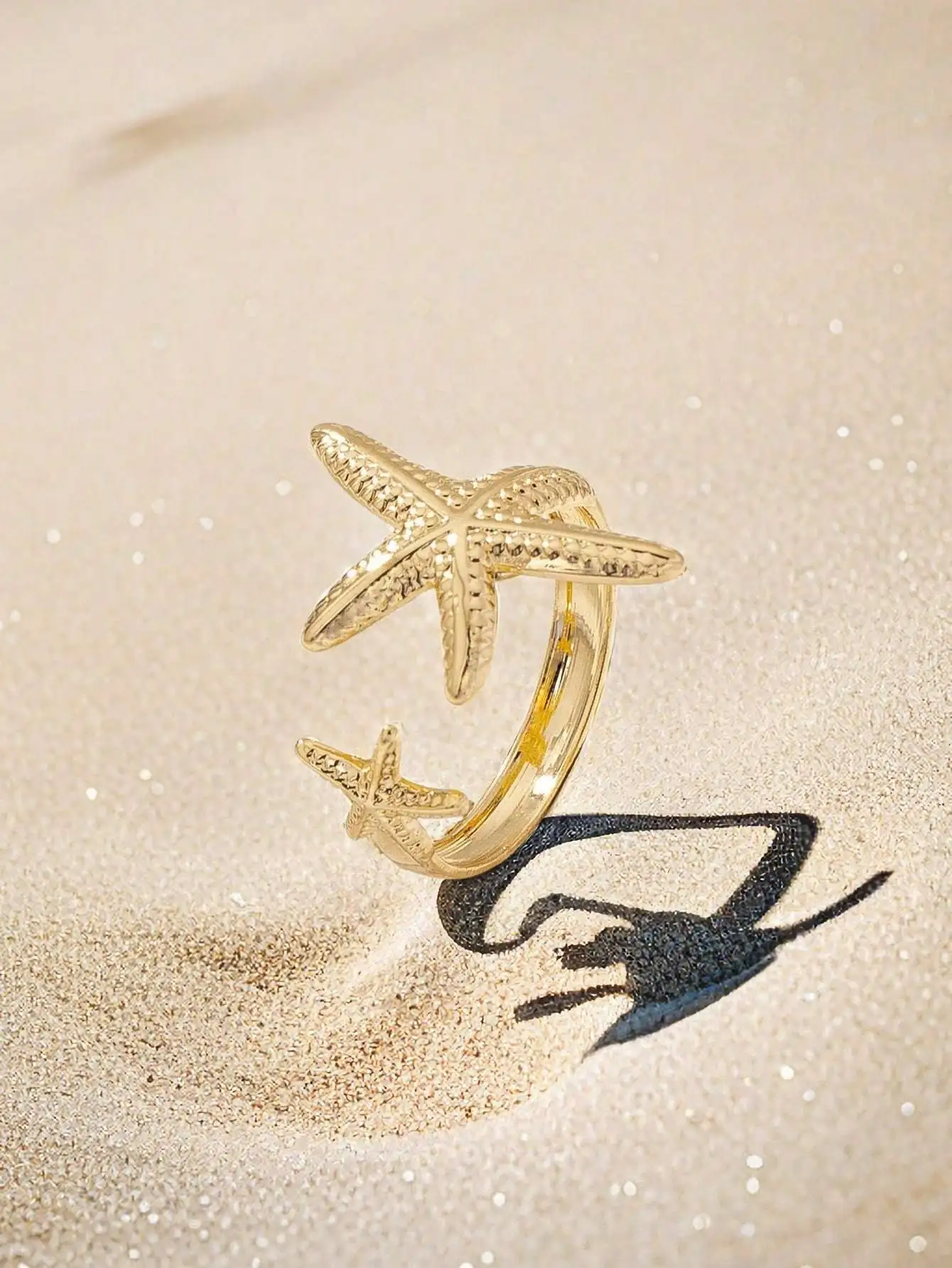 Minimalist Metal Starfish Shell Toe Ring for Women, Adjustable Ocean Series Gold Foot Jewelry, Beach Vacation Party Accessory Gift for Girlfriend
