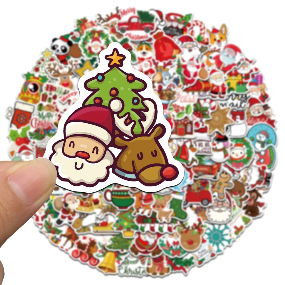 100PCS No-repeat New Christmas Stickers Cartoon Laptops Luggage Scooters Stickers DIY Toys Gift