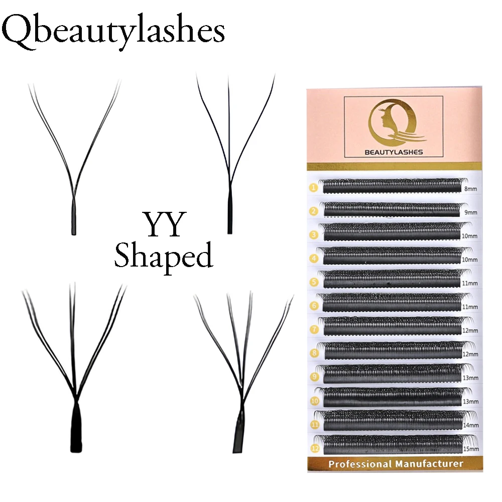 

Qbeautylashes YY 3D 6D 8D W Shape eyelashes extension natural soft double tips 3D 4D Lashes Premade Fan Bloom Effect Eye Lashes