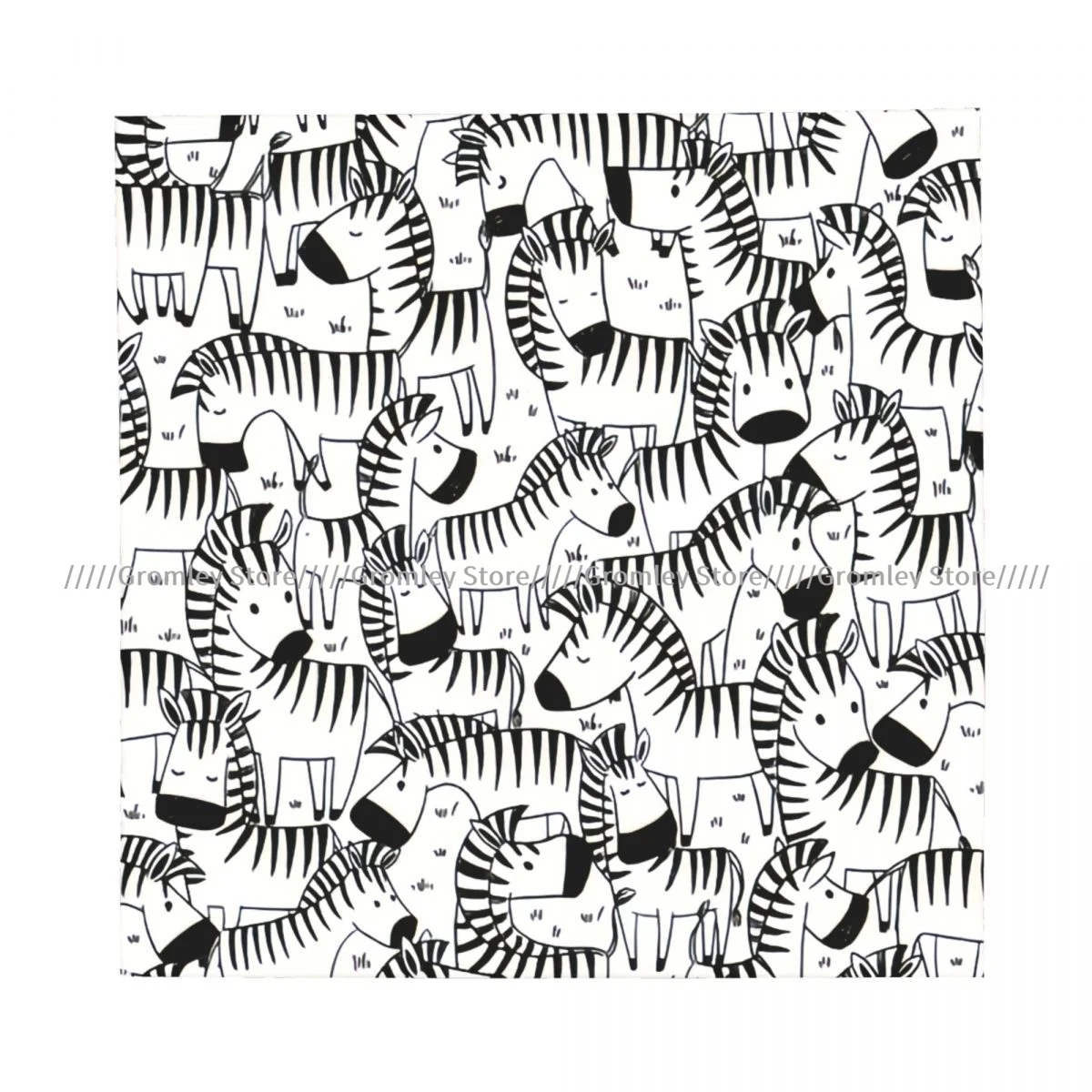Funny Zebras Pattern Square Bandana Outdoor Sports Headwear Scarf