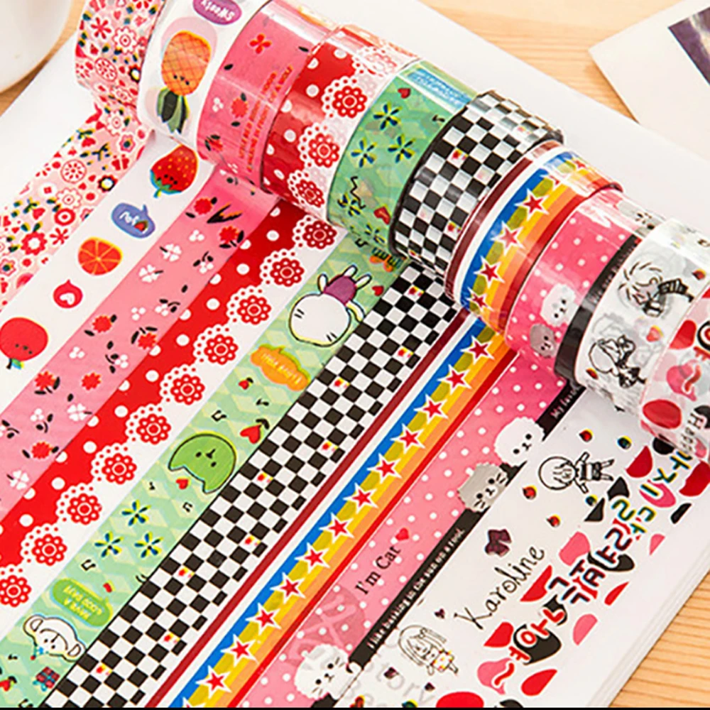 

10Pc/Set Lots Paper Sticky Adhesive Sticker Decorative Washi Tapes magic top