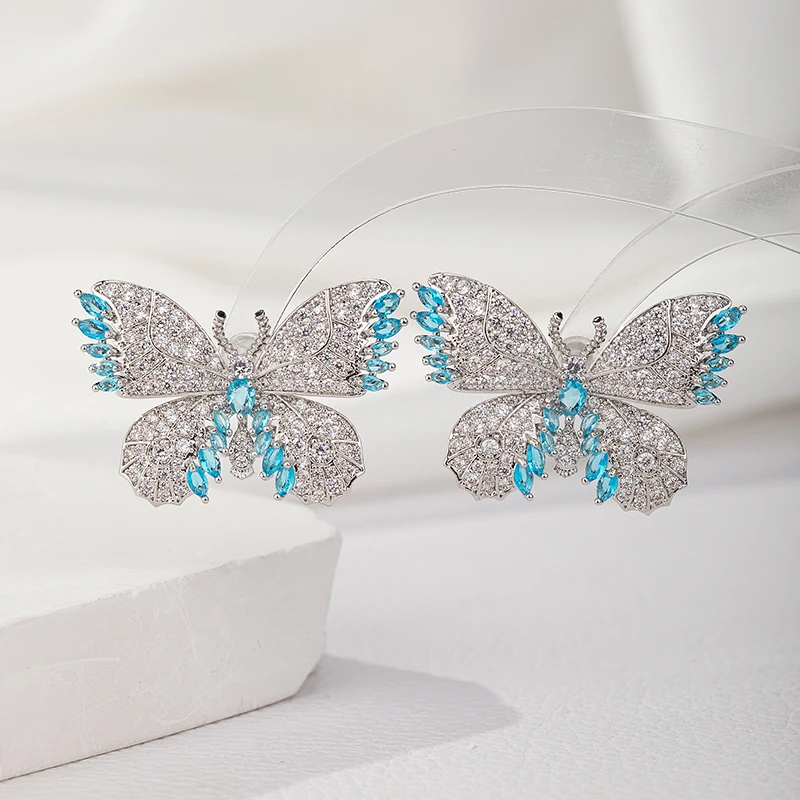 

SENYU Fashion Bowknot Design Stud Earring Pave AAA Cubic Zirconia Luxury Women Party High Quality Jewelry for Dubai Wedding