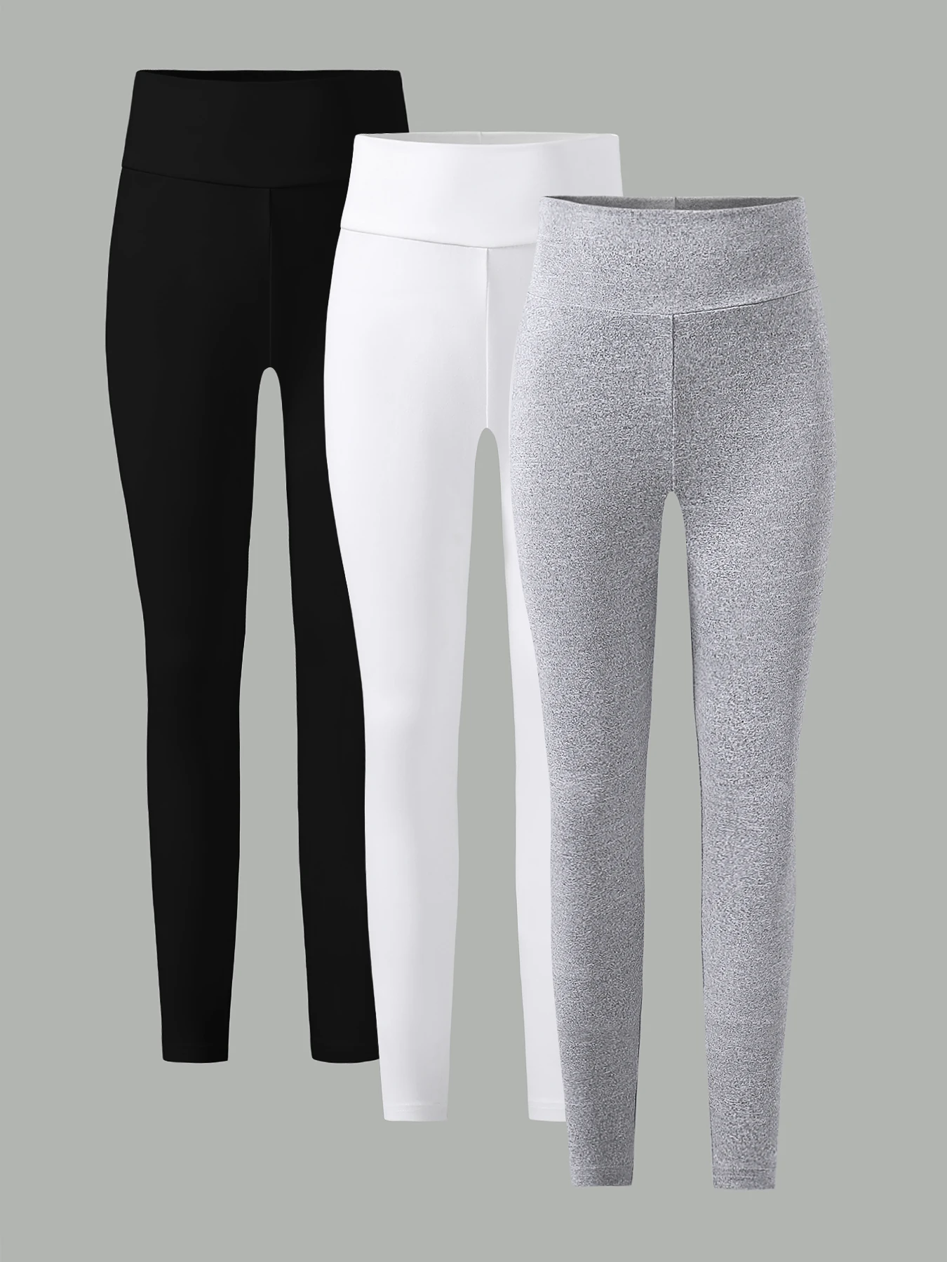 Spring and Autumn girls elastic knit base tight pants 3 pieces - black - white - grey