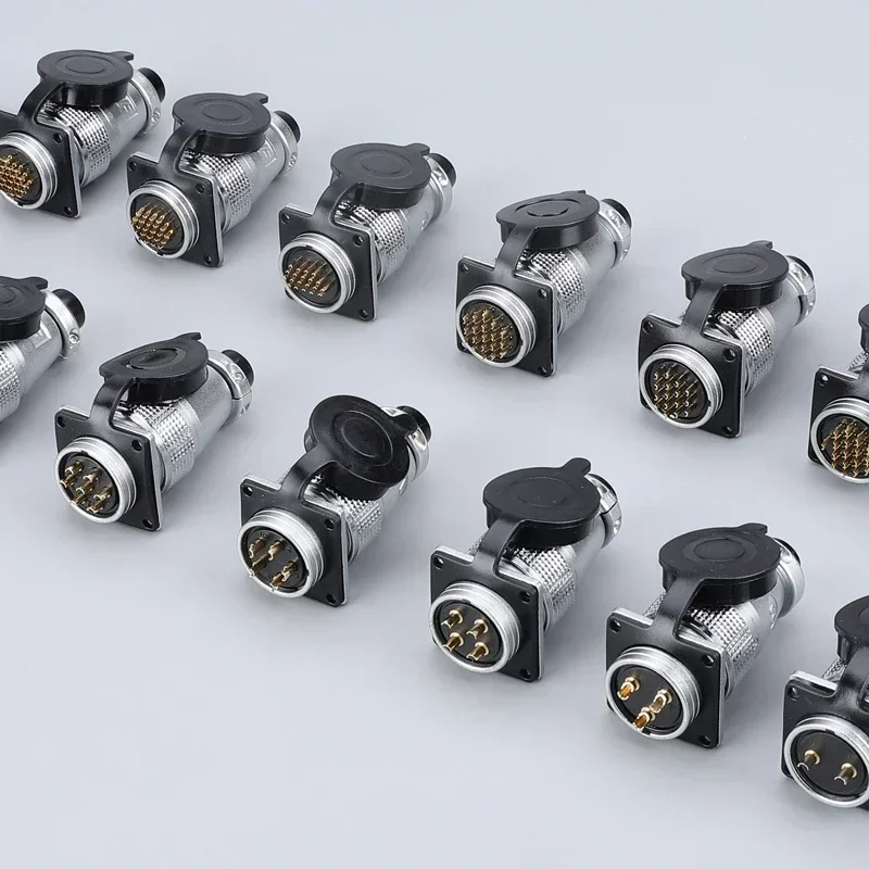 P28 PLS28 Aviation Connector 2-26 Pin Male Female Plug Socket Set Square Flange Panel Mount Circular Screw Lock Connector