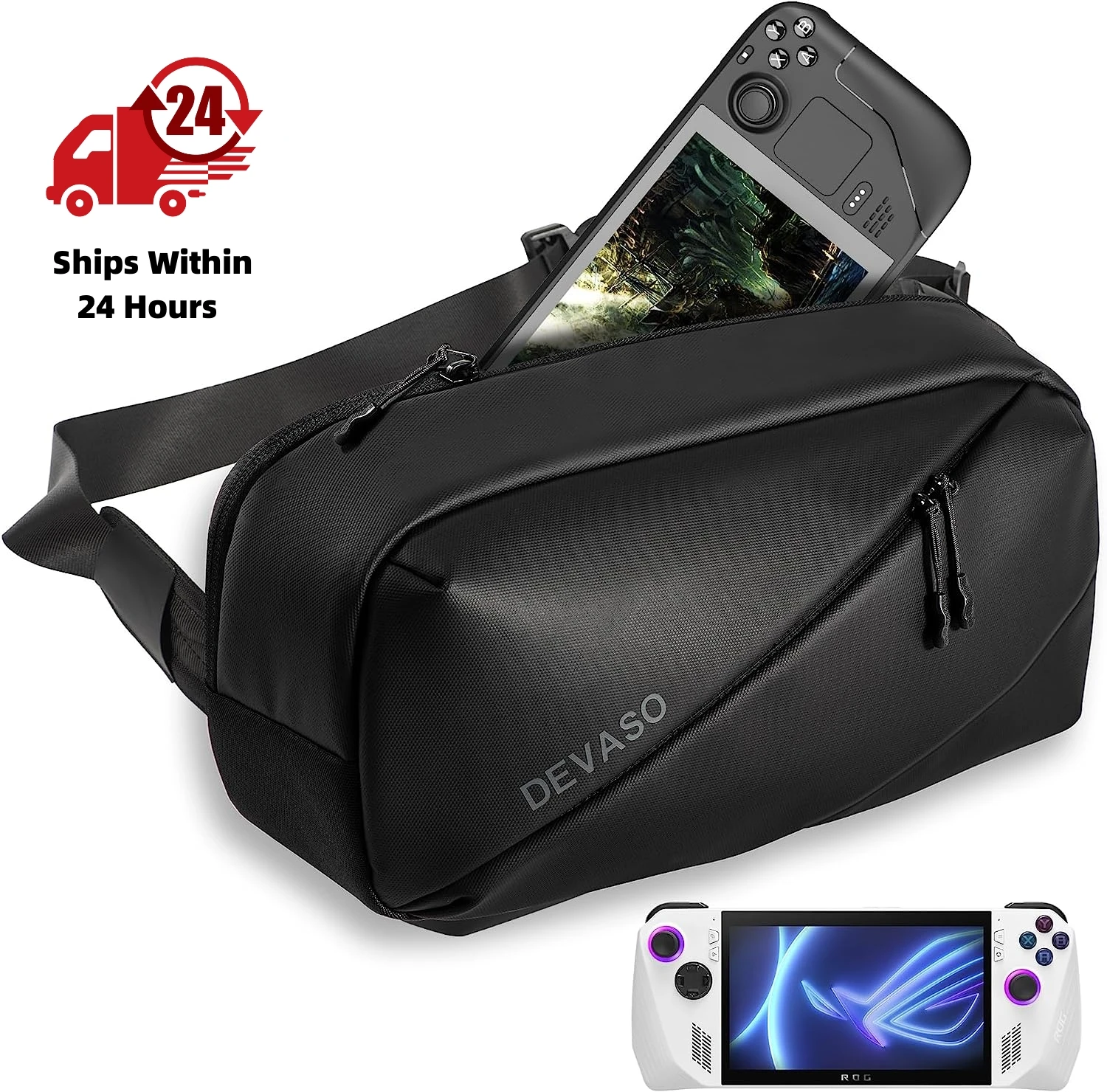 Carrying Case for ROG Ally/Steam Deck /Nintendo Switch, Shoulder Bag with Pockets Fit for ROG Ally Handheld Console& Accessories