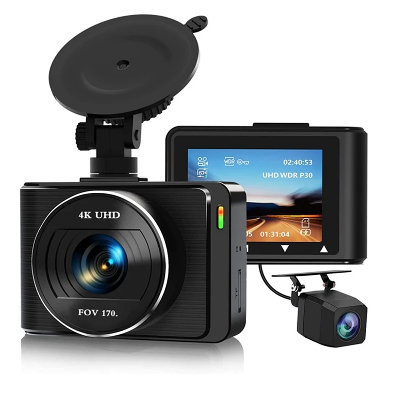 Car Dash Camera, 4K 1080P Dash Cam Front Rear Wifi Recorder Camera For Cars With App Control, G-Sensor, Loop Recording