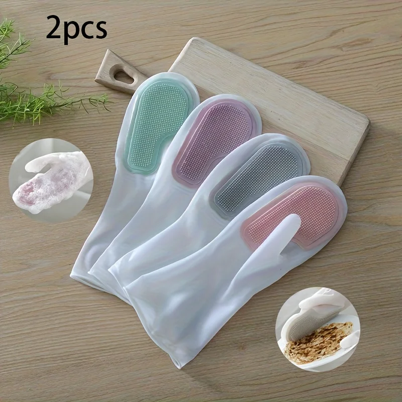 2pcs Latex Dishwashing Gloves, Waterproof Lead-Free Rubber Gloves, Kitchen Bathroom Outdoor Cleaning Supplies