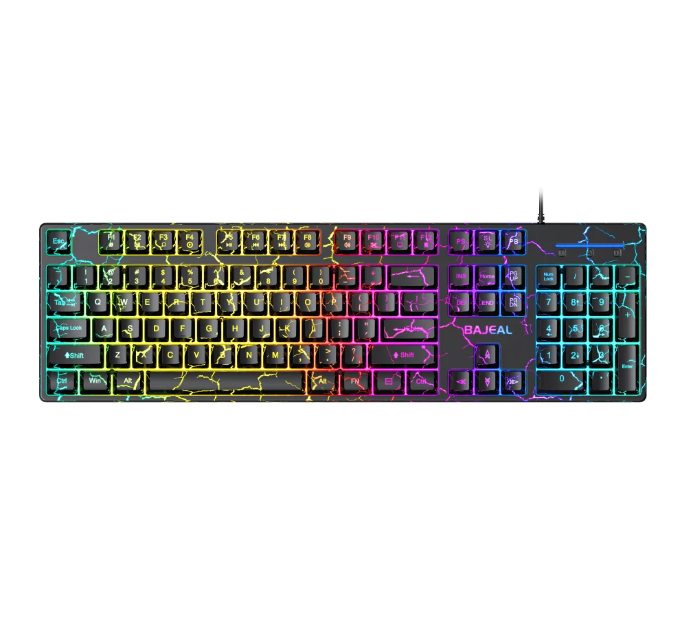 

BAJEAL K55 Wired Keyboard with Cracked Floating RGB Keycaps for Gaming Mechanical Feel