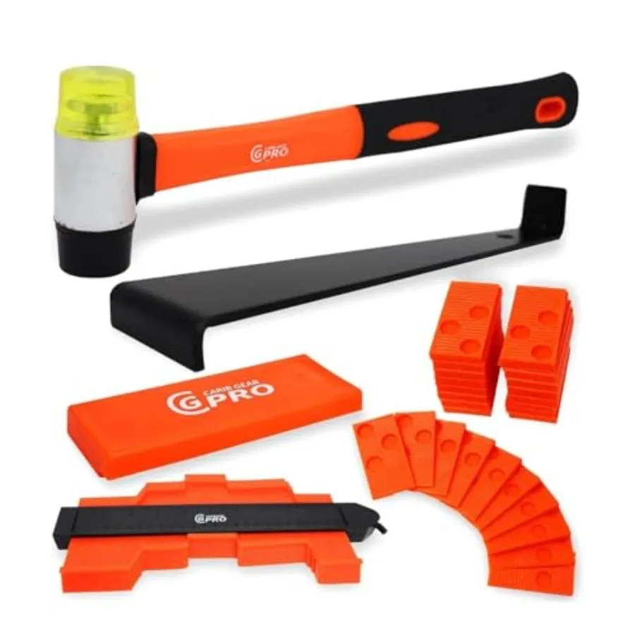 Laminate ing Tools Installation with Tapping Block, Rubber Mallet, pcs Pull Bar, and 40 pcs Spacers for Vinyl Plank, P, and Har