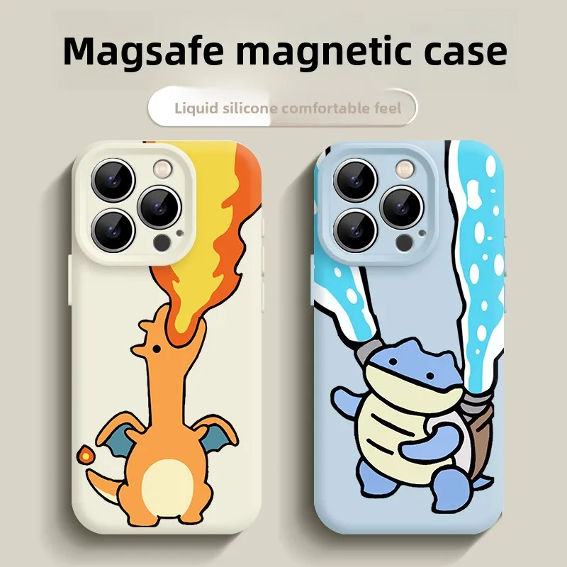 Pokémon Charmander Squirtle birthday gift, suitable for iPhone 17 16 15 14 13 12 11 Pro Max magnetic phone protective case