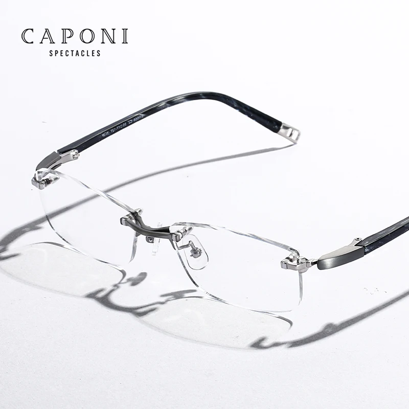 

CAPONI Pure Titanium Man's Glasses Frame Business Blue Light Blocking Spectacles Frame Optical Eyeglasses JF0668