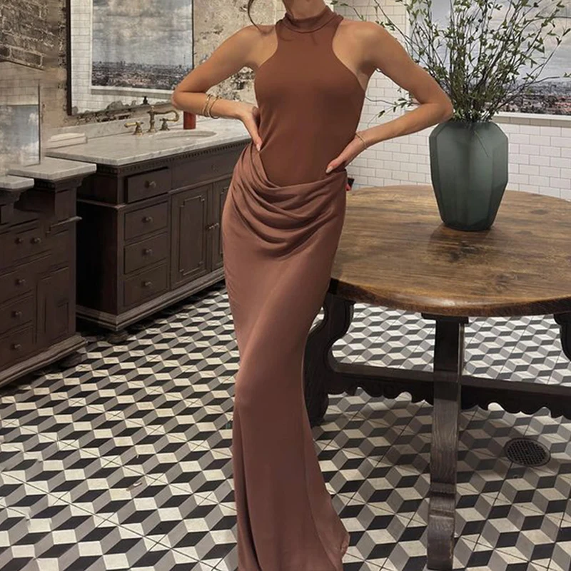 Fashion 2025 Hollow-out Skinny One Piece Dress Women Sexy Turtleneck Asymmetric Banquet Dress Show Style Patchwork Party Dress