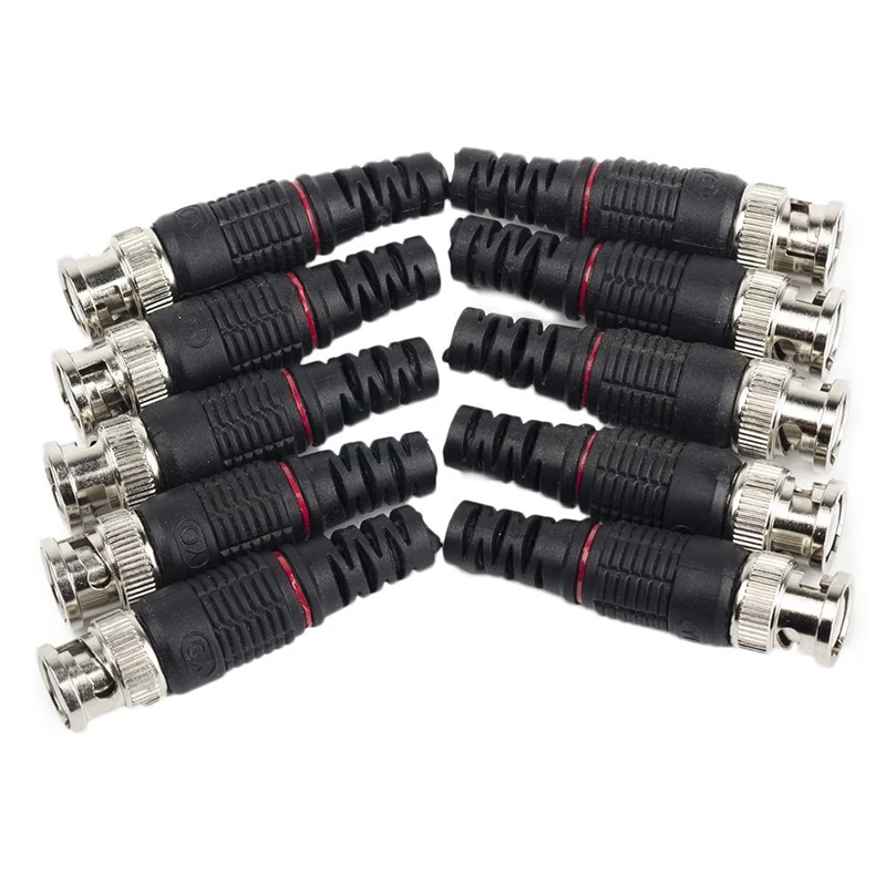 100pcs BNC Male Plug Pin Solderless Straight Angle Video Adapter  Connector for CCTV Surveillance Camera Security System