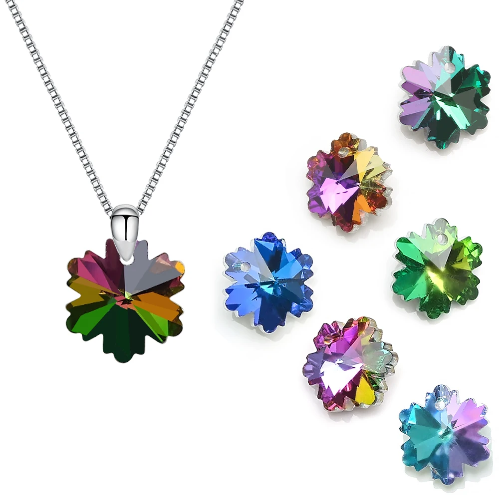 20pcs 14mm bunte Glas Schnee blume Anhänger Edelsteine Perlen Kristall Charms für Frauen Schmuck machen Halsketten DIY Ohrring Ergebnisse