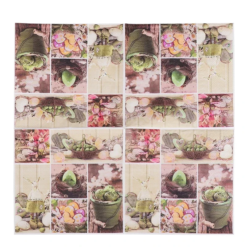 20 Stück/Packung, 2-lagig, Osterhase, bedruckt, bunte Servietten, Ei bedruckte Papierservietten, Party, reines Holzzellstoffpapier, Tischset in Lebensmittelqualität