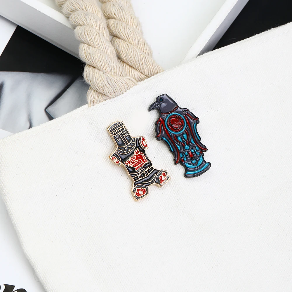 Vintage Monty Python and the Holy Grail Enamel Brooches Pinsanity Black Knight 