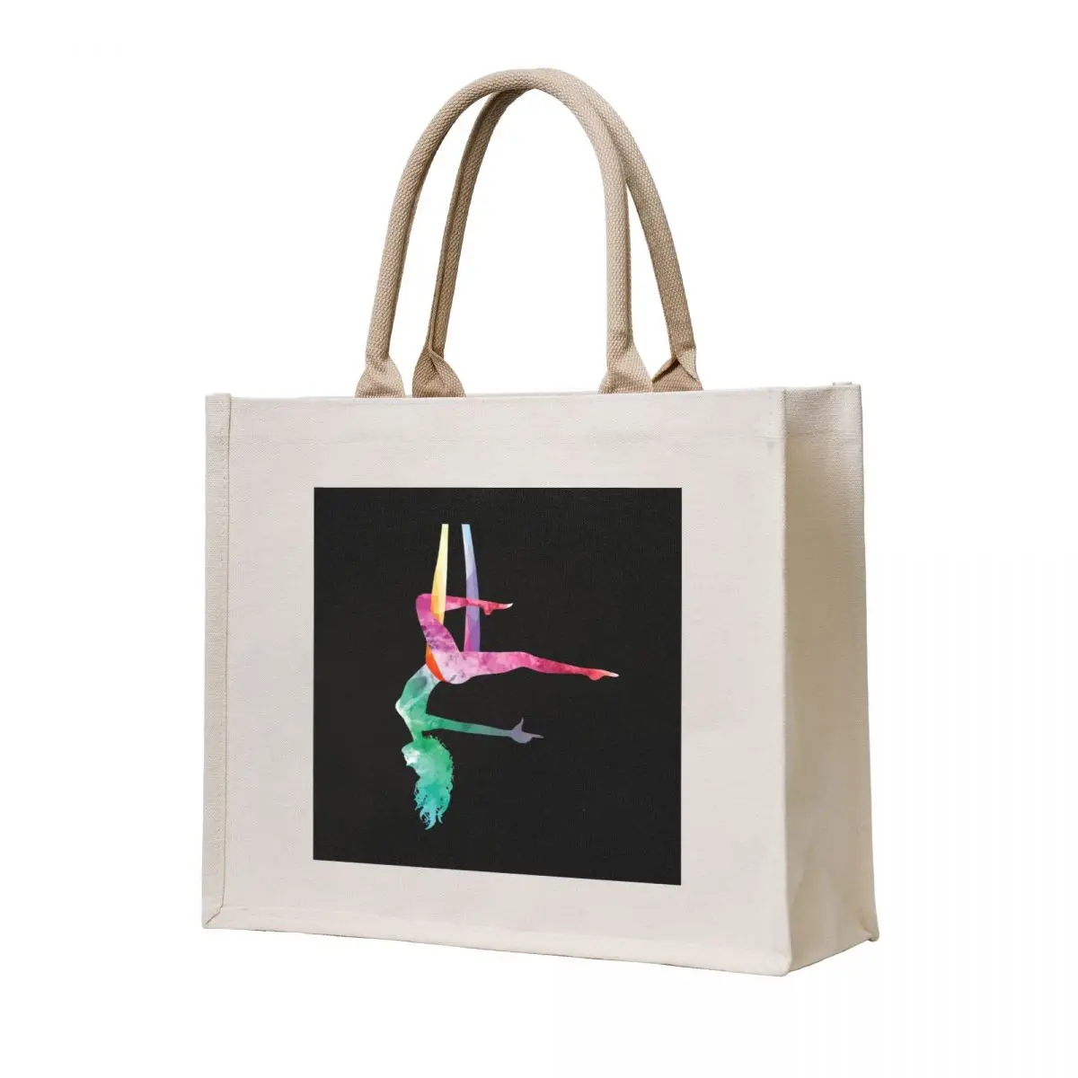 

Aerial Yoga Acrobatic Sport Aerialist Gymnastics Watercolor Workout Tote Bag Women's shopper bag custom bags tote bag custom