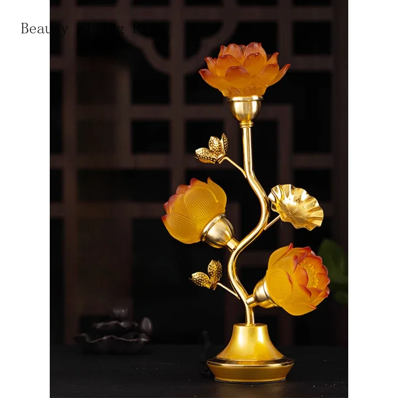 2PCS/LOT  Glass Simulated Candlestick for Home Use, Buddha Hall for Prayer, Candle Decoration Feng Shui  Buddhism