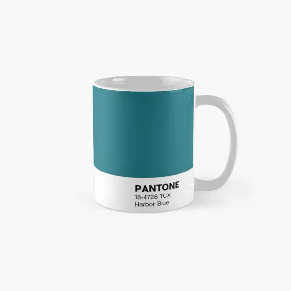 Pantone Harbor Blue Classic  Mug Tea Drinkware Coffee Picture Handle Round Simple Cup Image Printed Photo Design Gifts