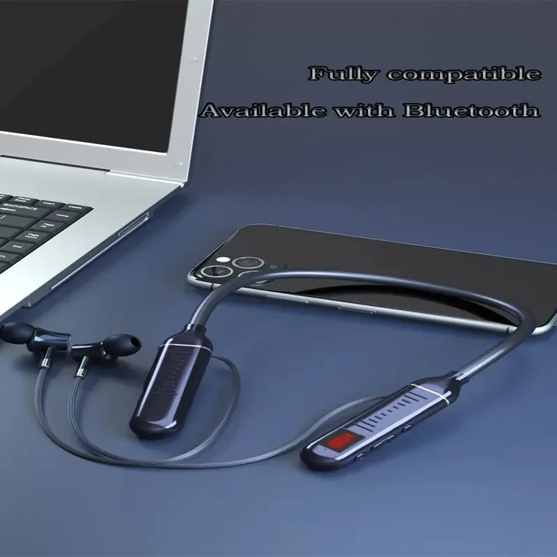 Auriculares inalámbricos Bluebooth con banda para el cuello, auriculares con pantalla LED para videojuegos, auriculares deportivos estéreo con cuello Halter, auriculares magnéticos impermeables