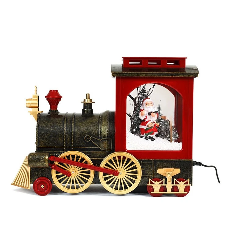 

Christmas decorations small retro dynamic snow music lights locomotive ornament set props