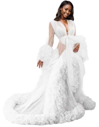 Abiti da gravidanza fotografia memorial Ruffles Chiffon abiti Sexy donne Fluffy Tulle Robe