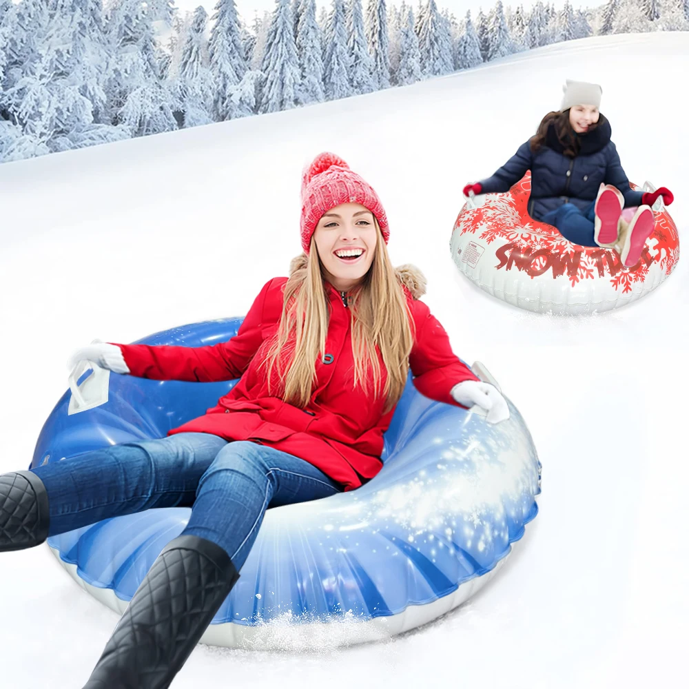 

Wear Resistant Inflatable Snow Tube Ski Ring with Thickened Material Explosion Proof Sled Handle Safety Anti Rollover