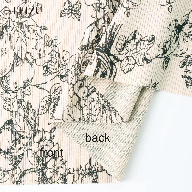 0.5/1/2Yard Vintage Floral Corduroy Fabric Soft Ribbed Spring Autumn Making Strap skirt,Jacket,Sofa Cover, Pillowcase, Clothing