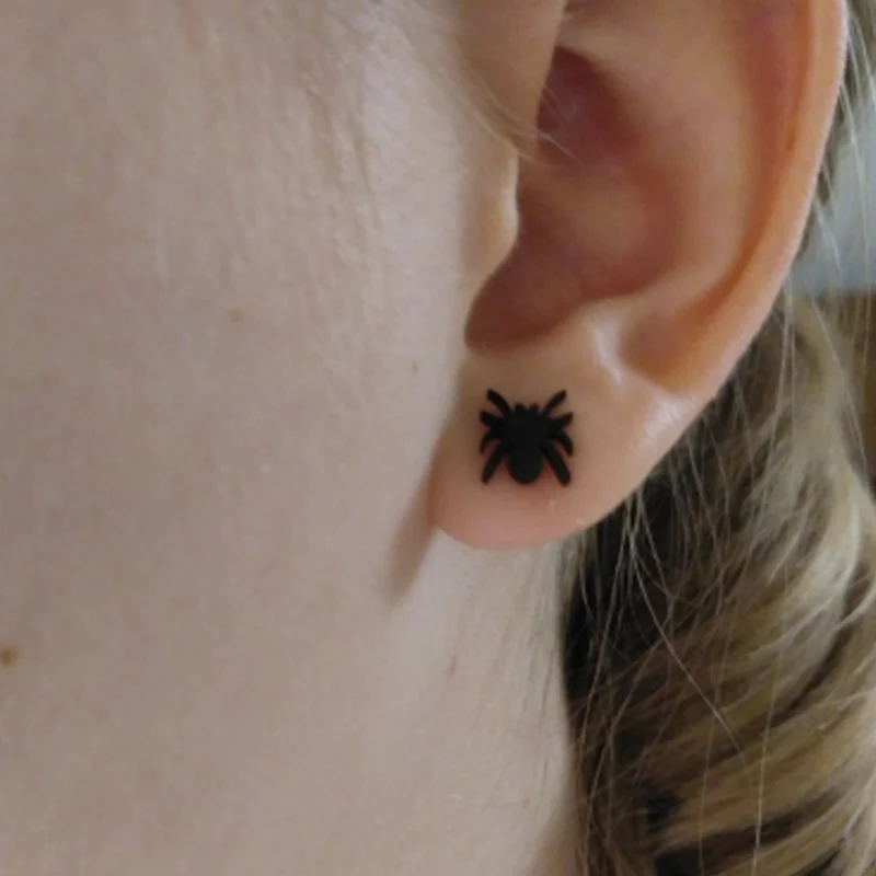 SMJEL Hip Hop Earrings Black Animal Jewelry Small Spider Cat Stainless Steel Stud Earring Big Star Earings Gift for Girls Bijoux view 6
