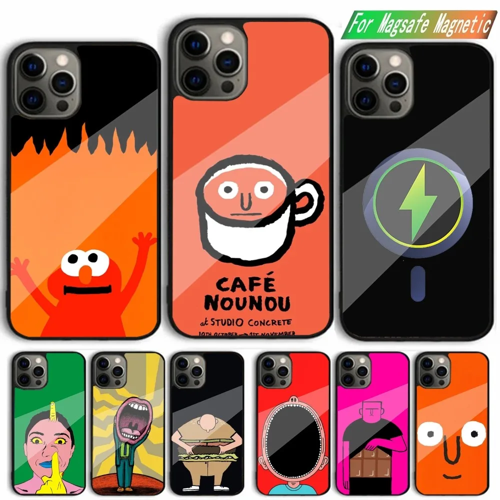 J-Jean Jullien Art Funny Phone Case For iPhone 15,14,13,12,11,Plus,Pro,Max Mini Magsafe Magnetic Wireless Charging