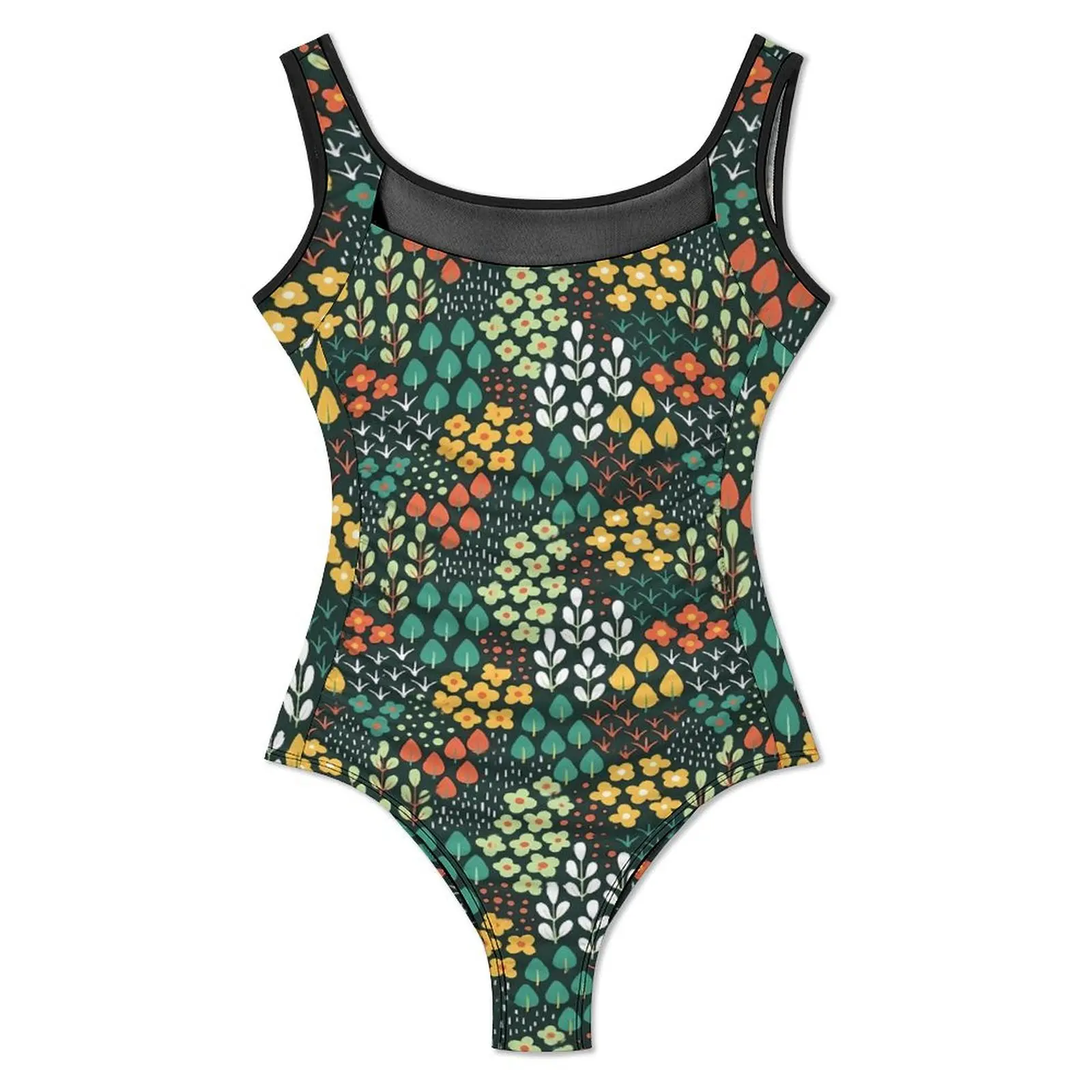 Dense Ditsy Floral Swimsuit Sexy Colorful Flowers One Piece Swimwear Push Up Swimsuits Vintage Holiday Pool Beachwear