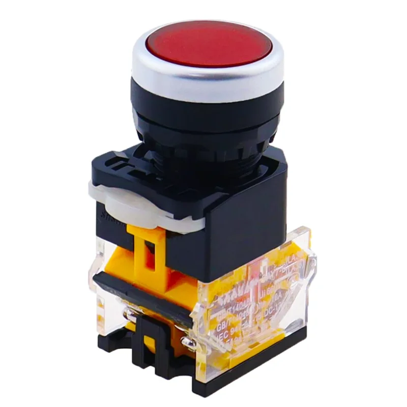 ON-OFF لحظة/الإغلاق مفتاح بـزر دفع 22 مللي متر 4 مسامير دائرية صغيرة الحجم شقة لوحة مستديرة انقطاع LA38-11BN LA38-11BNZS #4