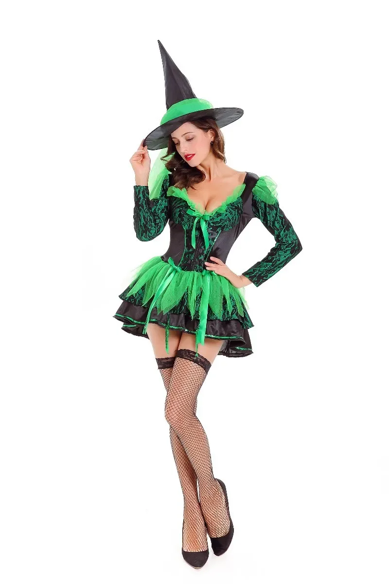 Adult Sexy Green Witch Costume Women Halloween Carnival Party Cosplay Fancy Dress Halloween Costumes For Women