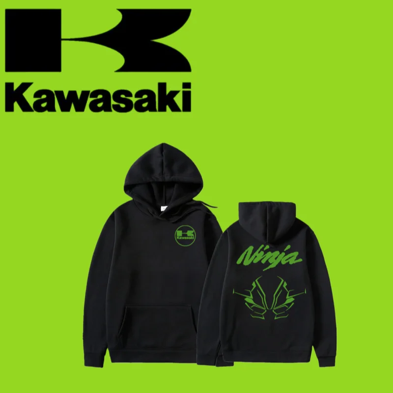 

Kawasaki Ninja Logo Outdoor Sports Enthusiast 2025 Autumn/Winter Printed 100% Pure Cotton Loose Casual Fashion Trendy Hoodie