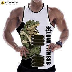 Crocodile Love Fitness 3D Tank Tops GYM T-shirt Animal Letter Print Vest Men Summer Bodybuilding Streetwear Sleeveless Shirts
