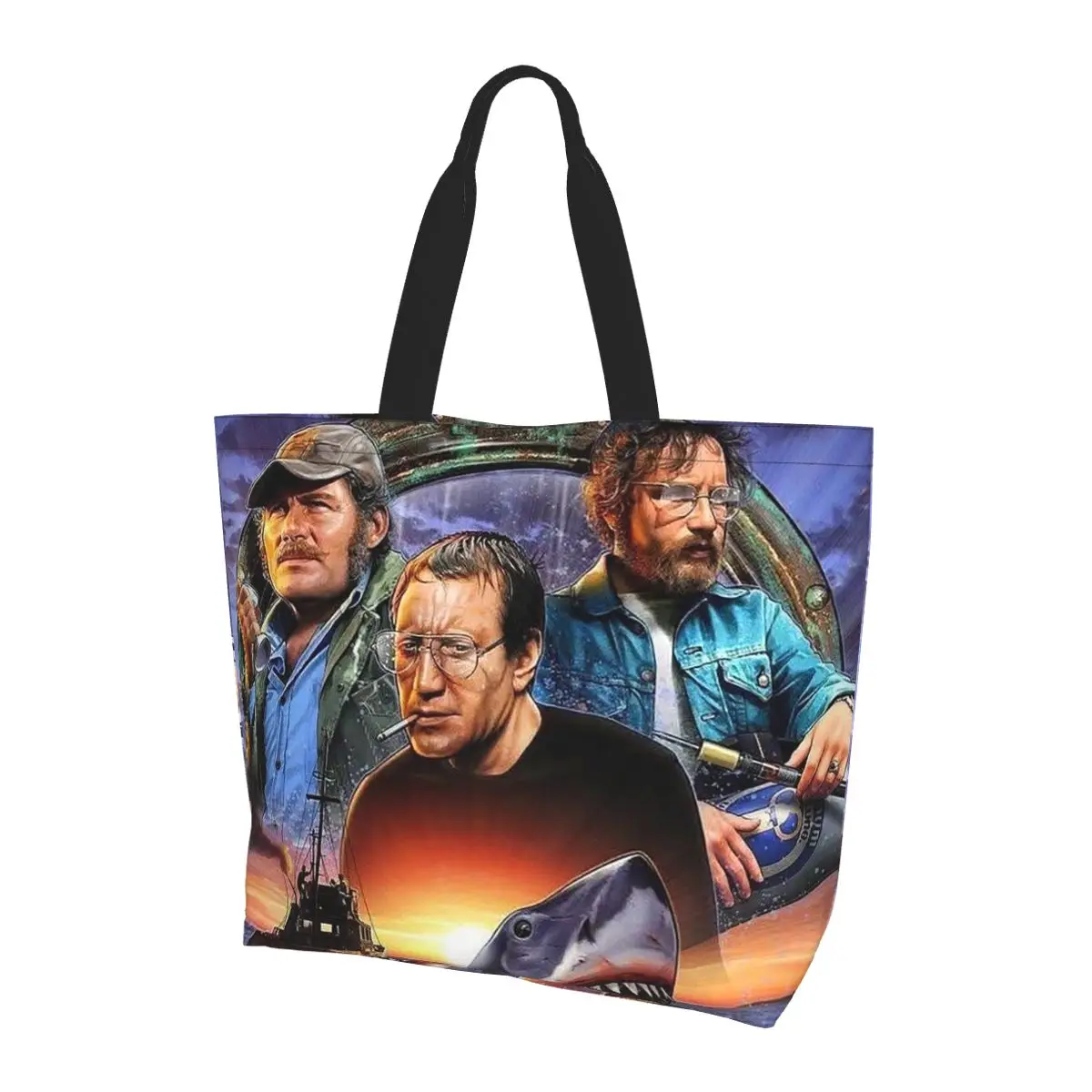

Сумка-тоут для покупок из фильма ужасов Jaws, парусиновая сумка на плечо большой вместимости, продуктовая сумка для покупок для женщин