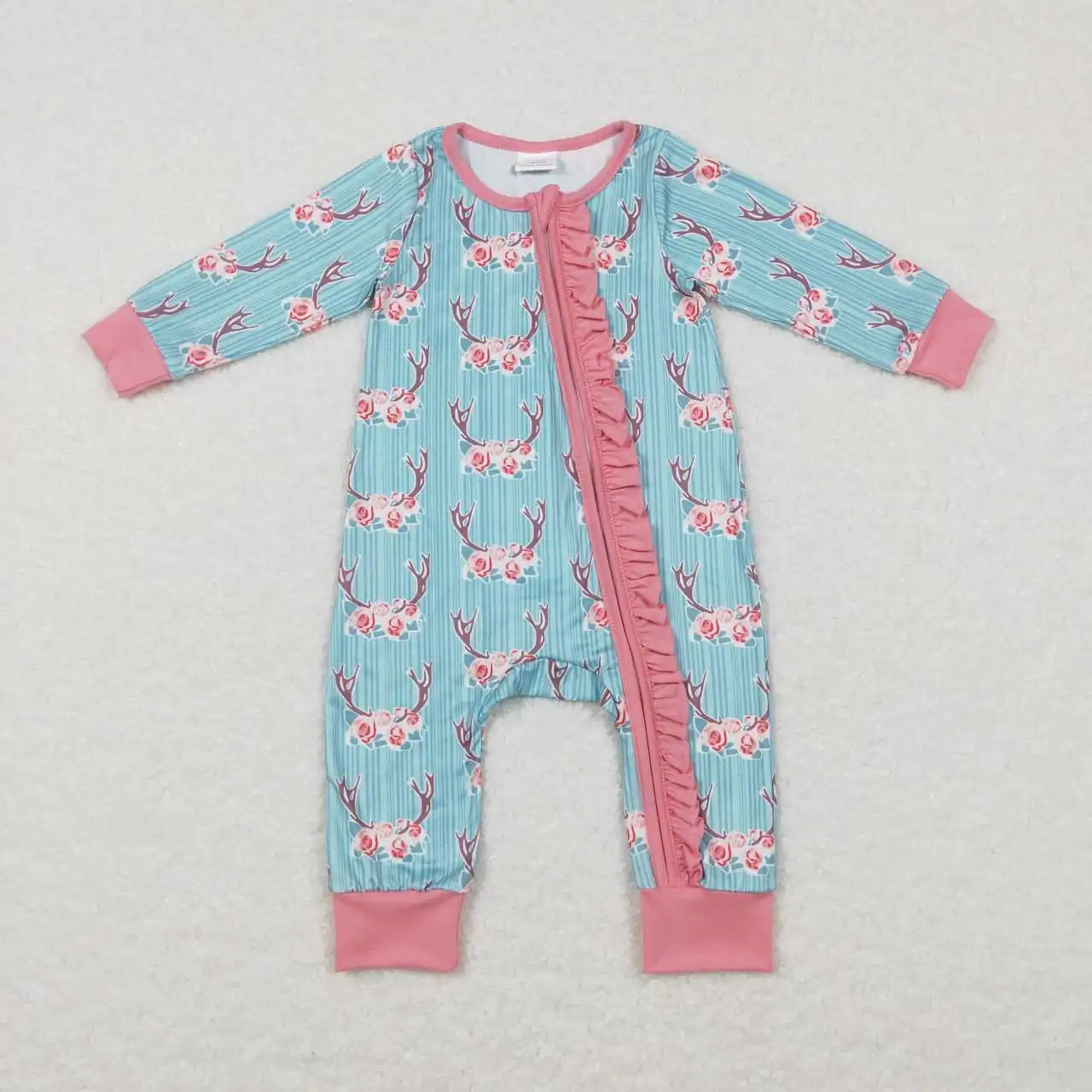 Z1022-22 Wholesale Boys And Girls Autumn And Winter Long-Sleeved Jumpsuit Multi-Element Round Tie Zipper Pattern Printing
