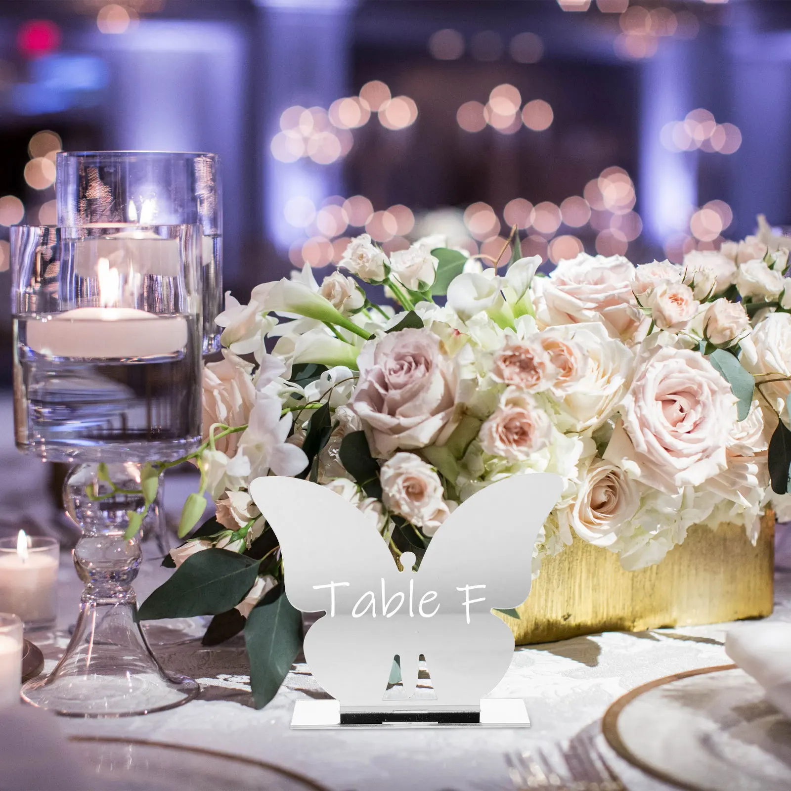 

6Sets Butterfly Acrylic Table Number Sign Blank DIY Table Signs Standing for Wedding Party Banquet Restaurant Decor