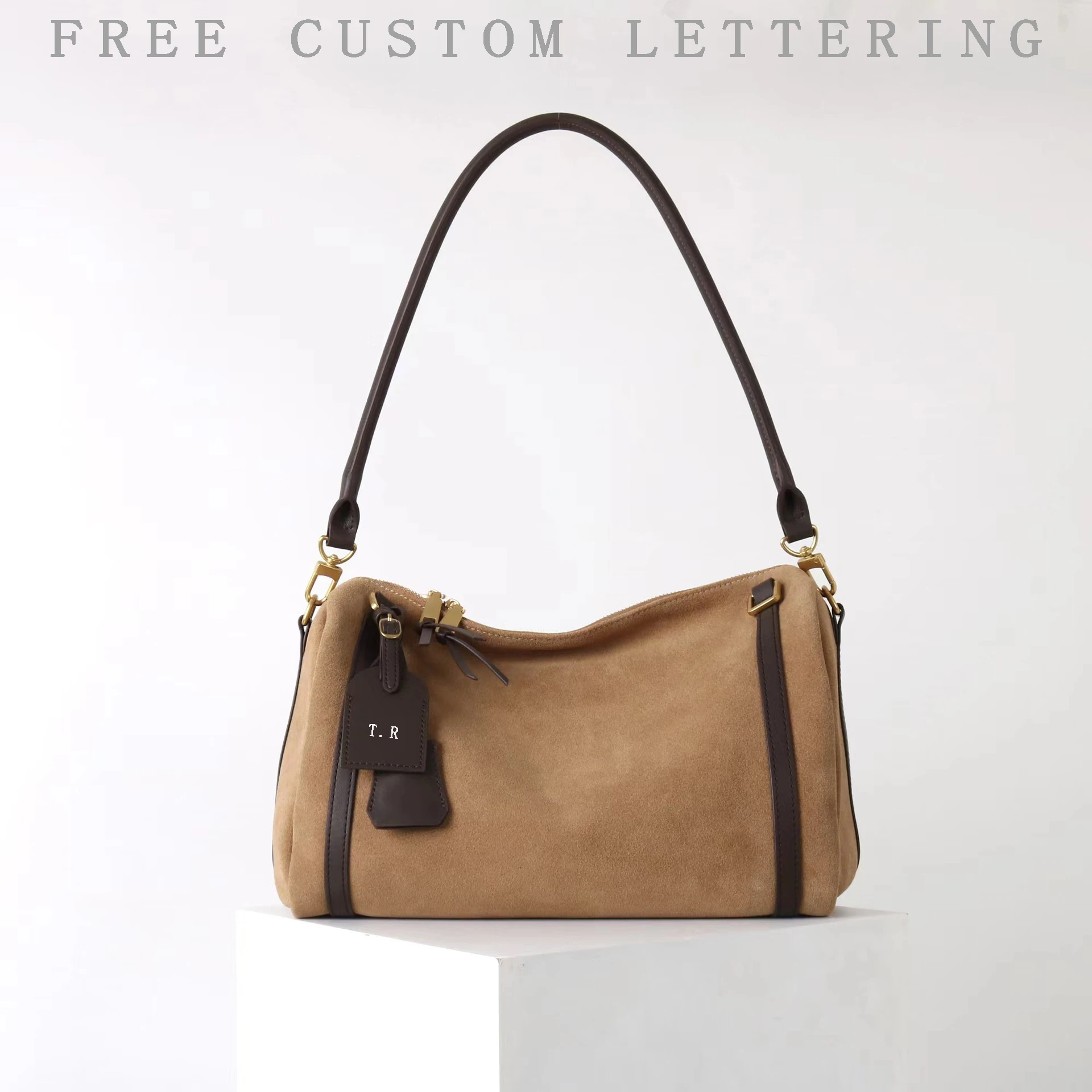 

Suede Women's Boston Bag 2025 New Niche Design Large Capacity Vintage Frosted Cowhide Crossbody Bag Fashion Women's Shoulder Bag