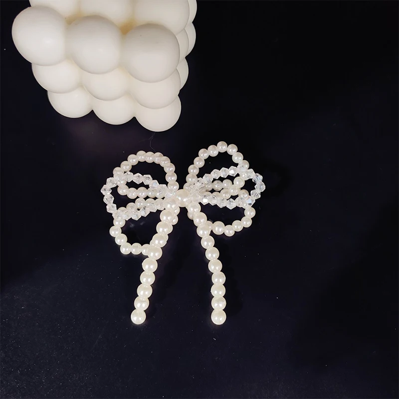 1pcs Handmade Shoes Clip Pearl Bead Bowknot Charm Shoe Buckle Decoration Bag Pendant Bow Key Chain Accessories